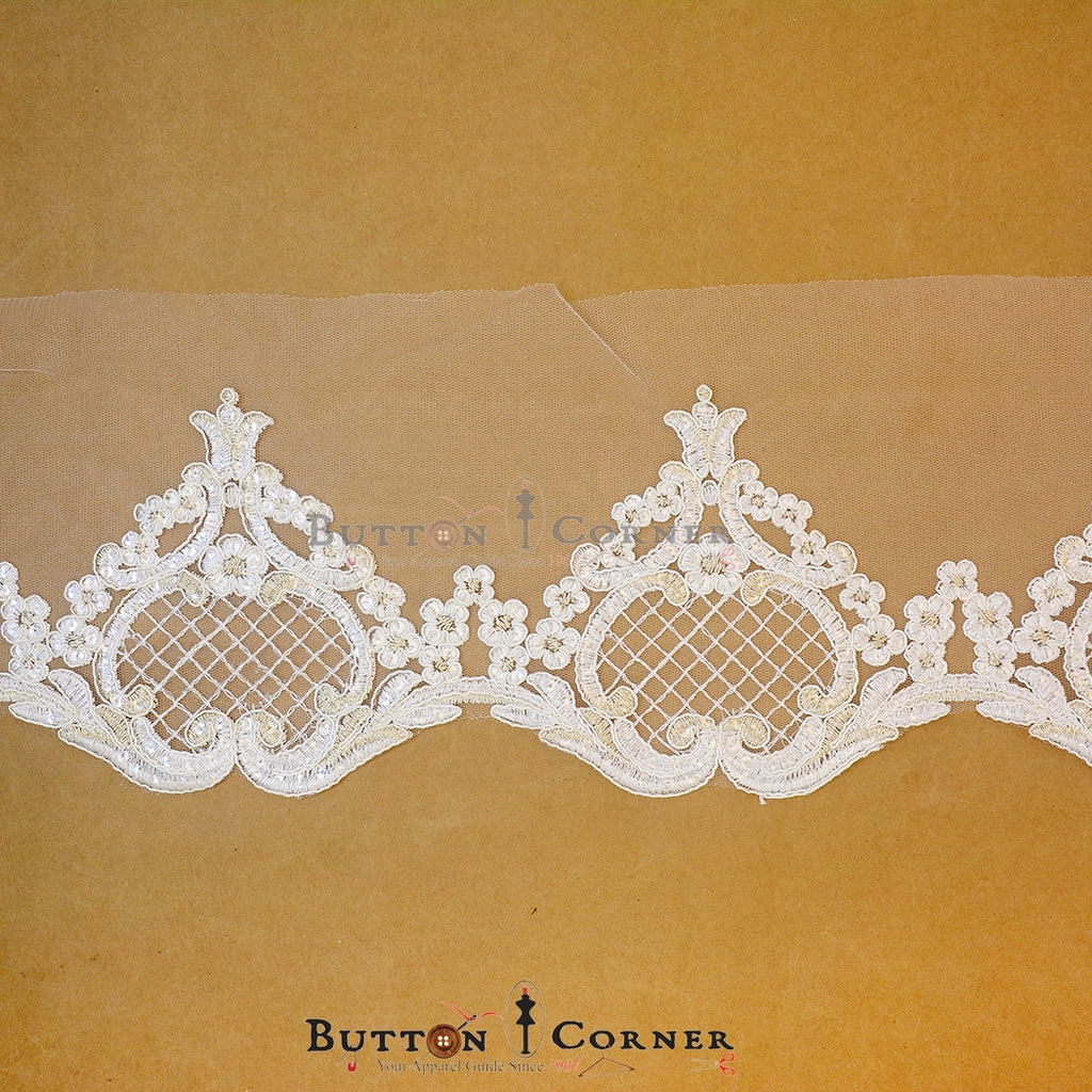 Fancy Metallic Yarn Sequence Net Lace