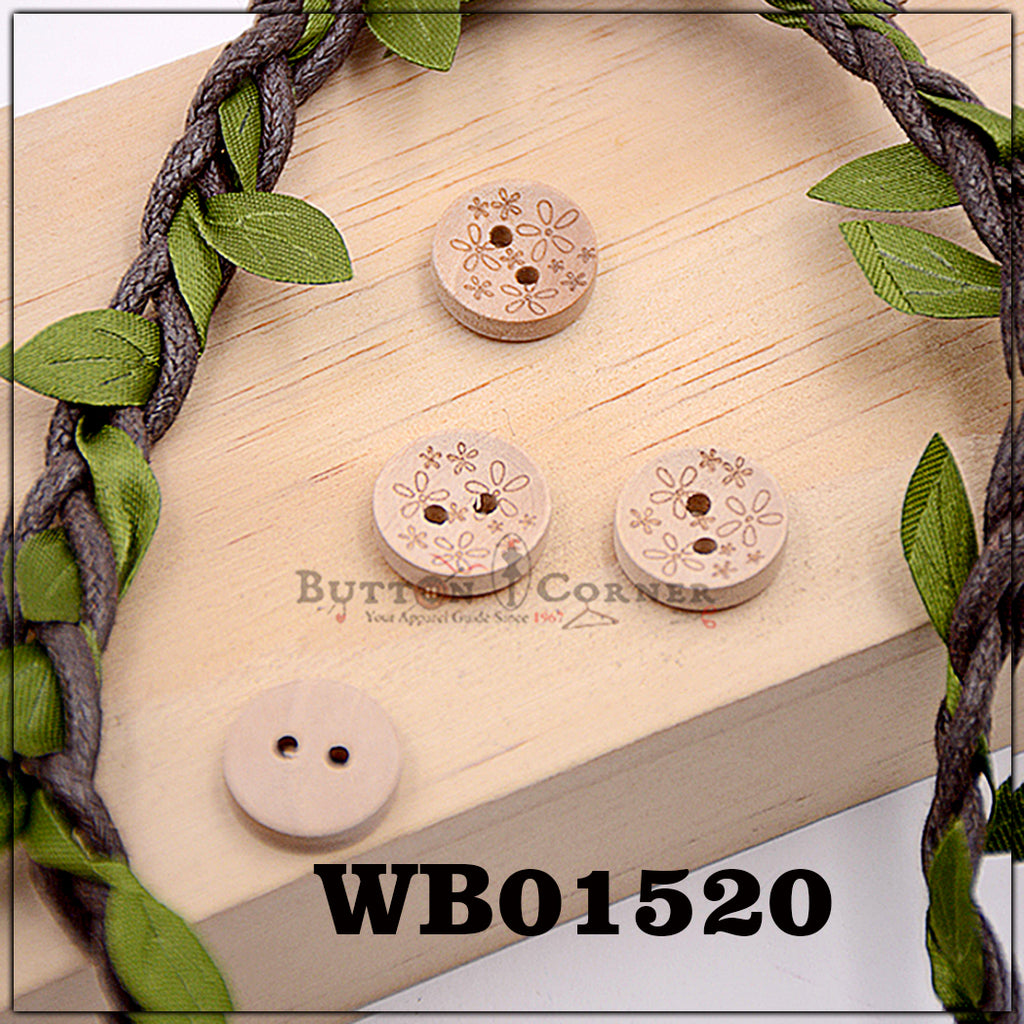 Round 2 Hole Wooden Button