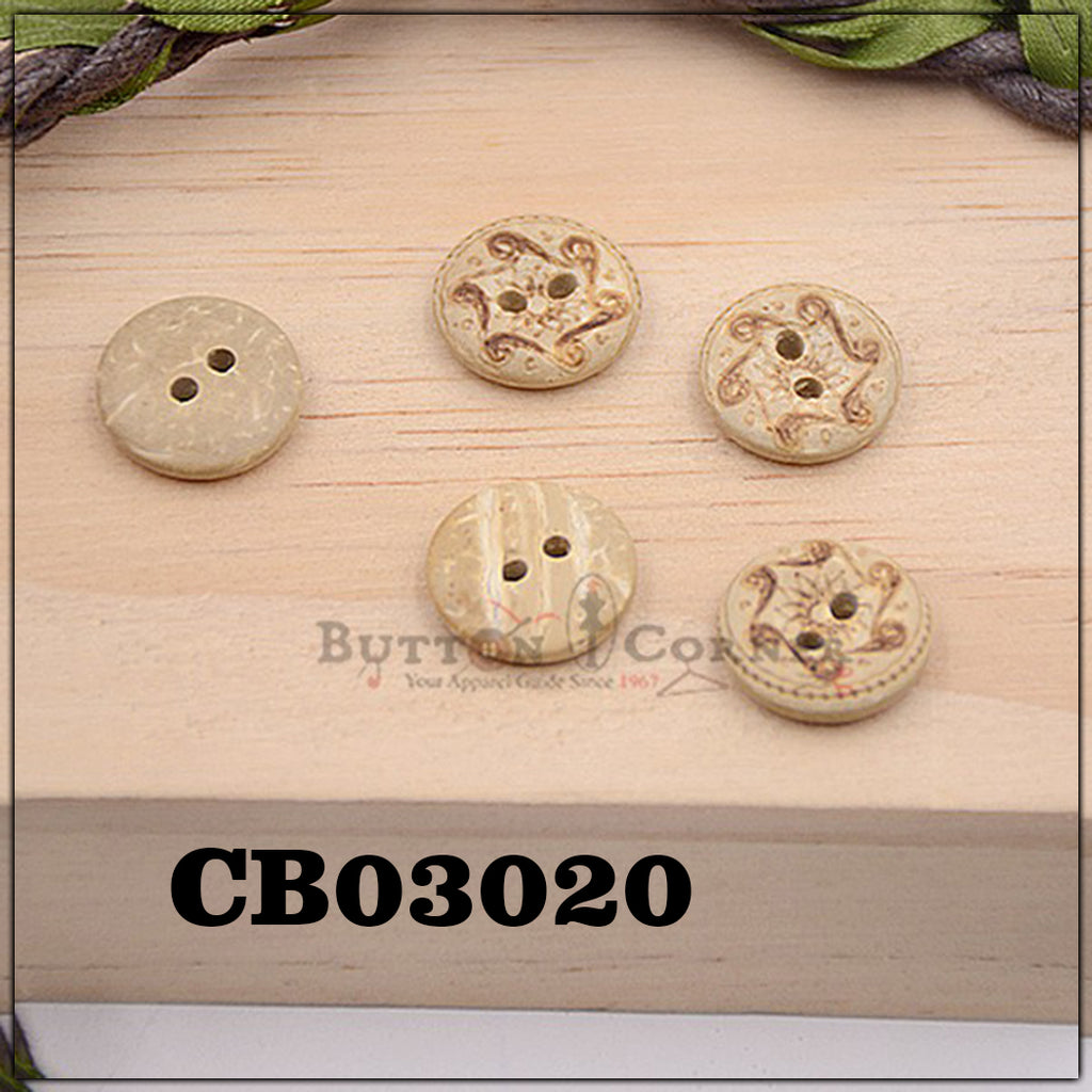 Printed Design 2 Hole Wooden Button