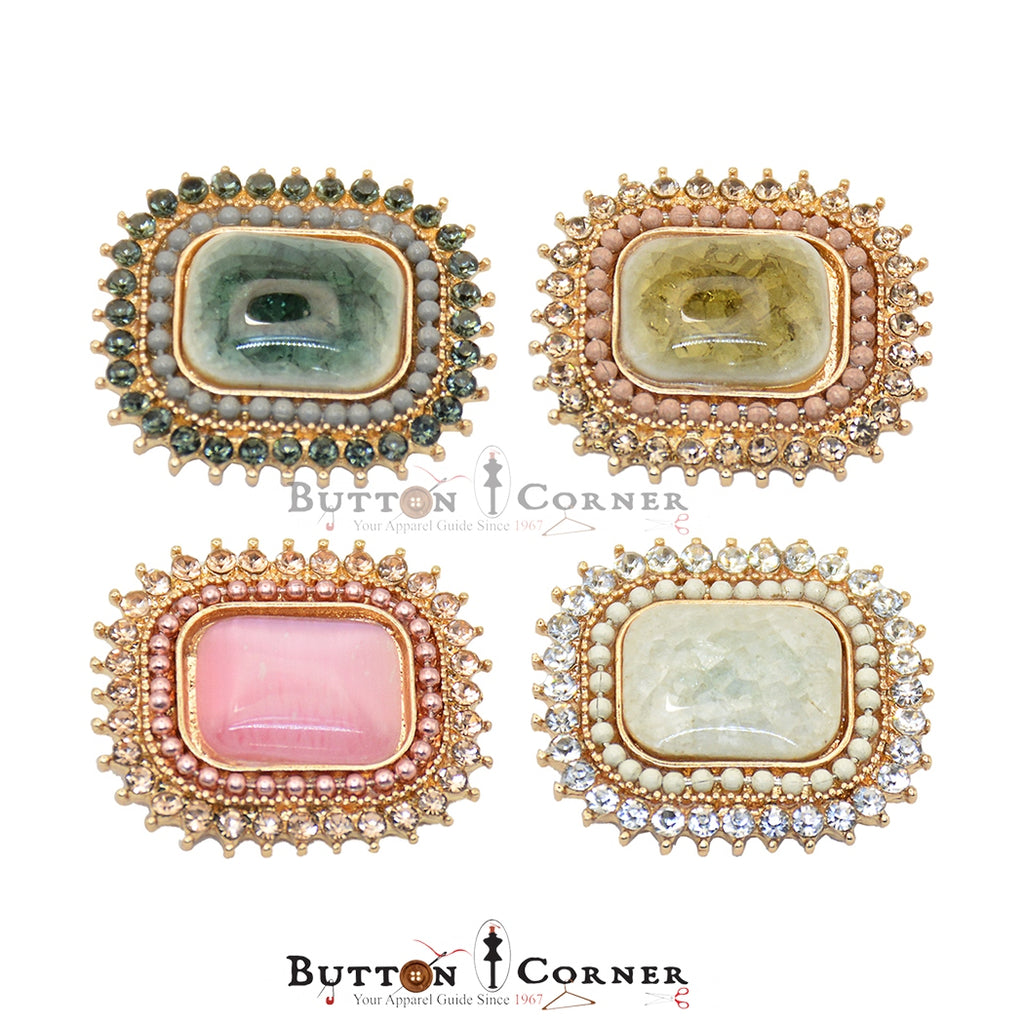 Marble Design Pearl & Crystal Fancy Button