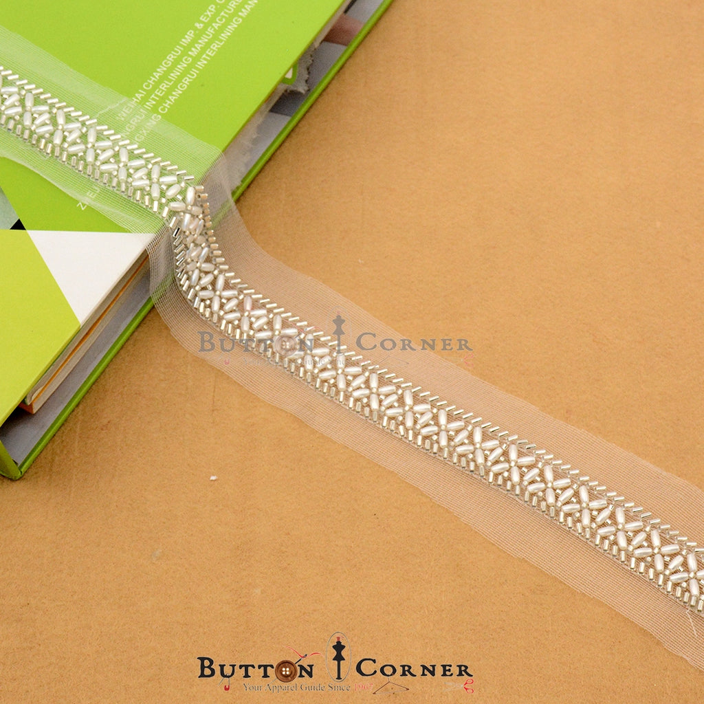 Fancy Glass Beads Sequence Lace