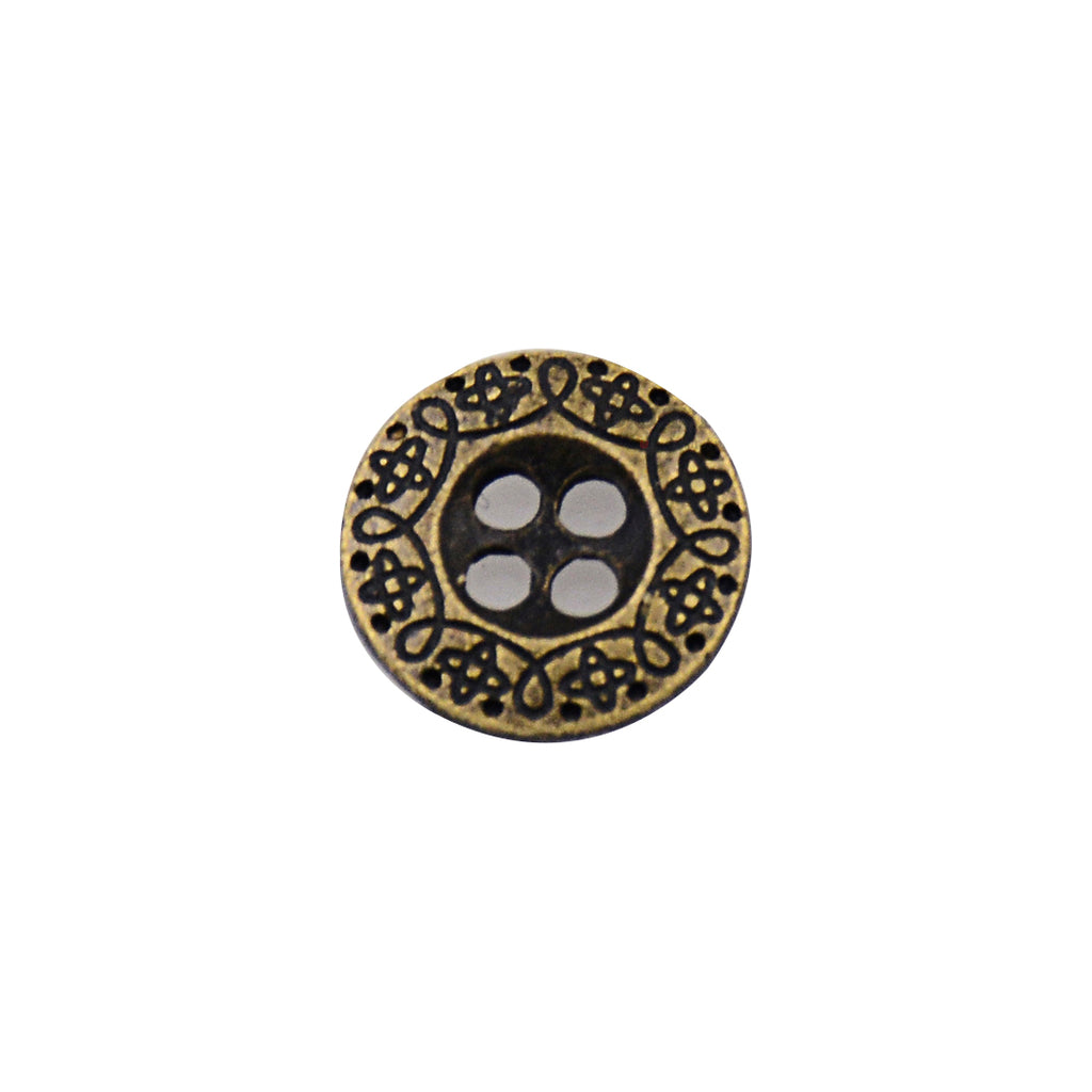 Scrollwork Border 4 Hole Metal Button
