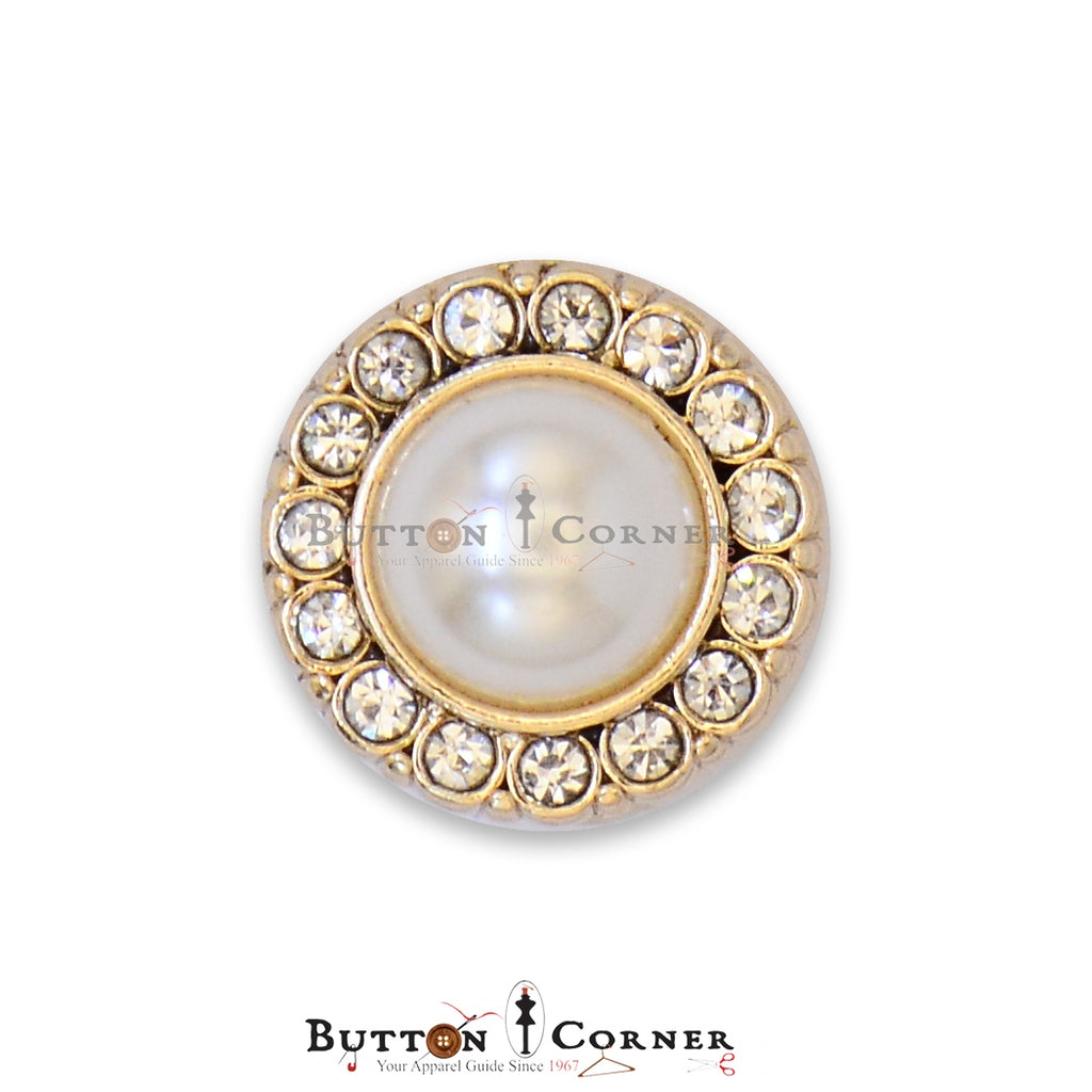 Stones Border Pearl Fancy Button