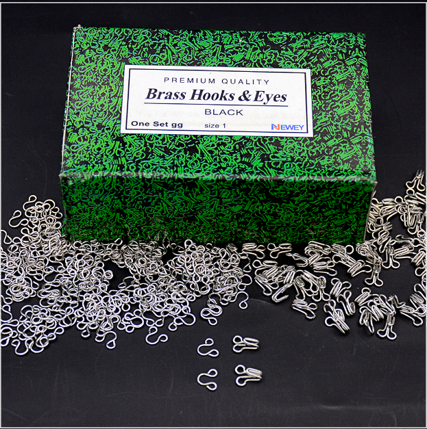 Brass Blouse Hooks & Eyes (Green)