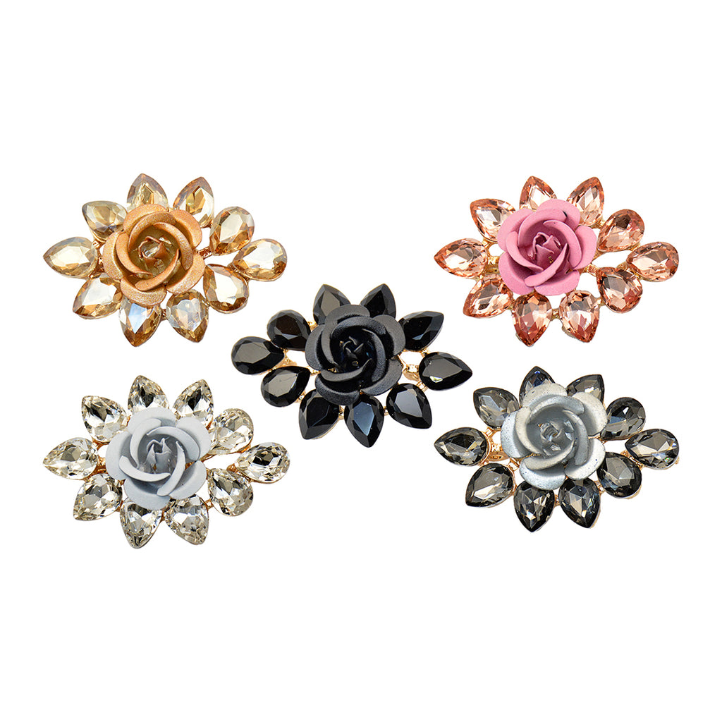 Flower Design Crystals Fancy Button