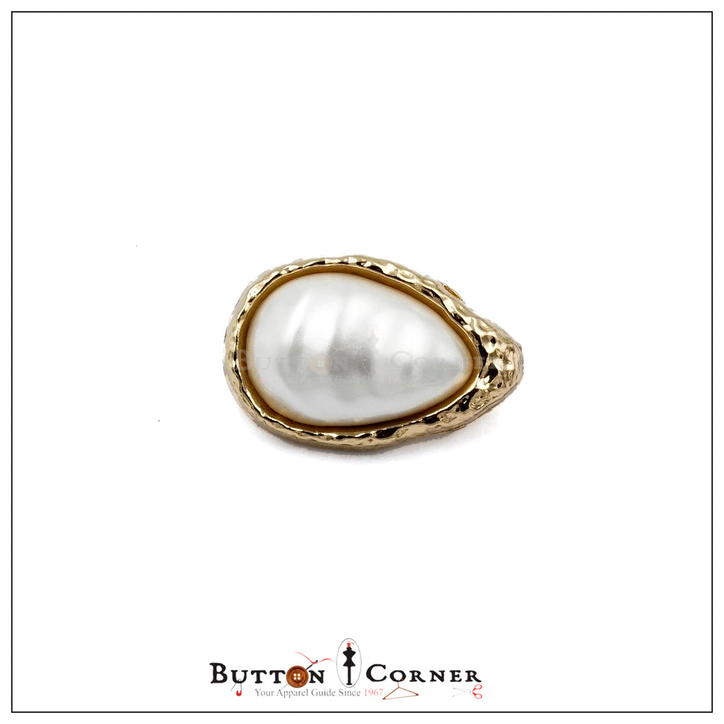 Drop Shape Pearl Metal Button