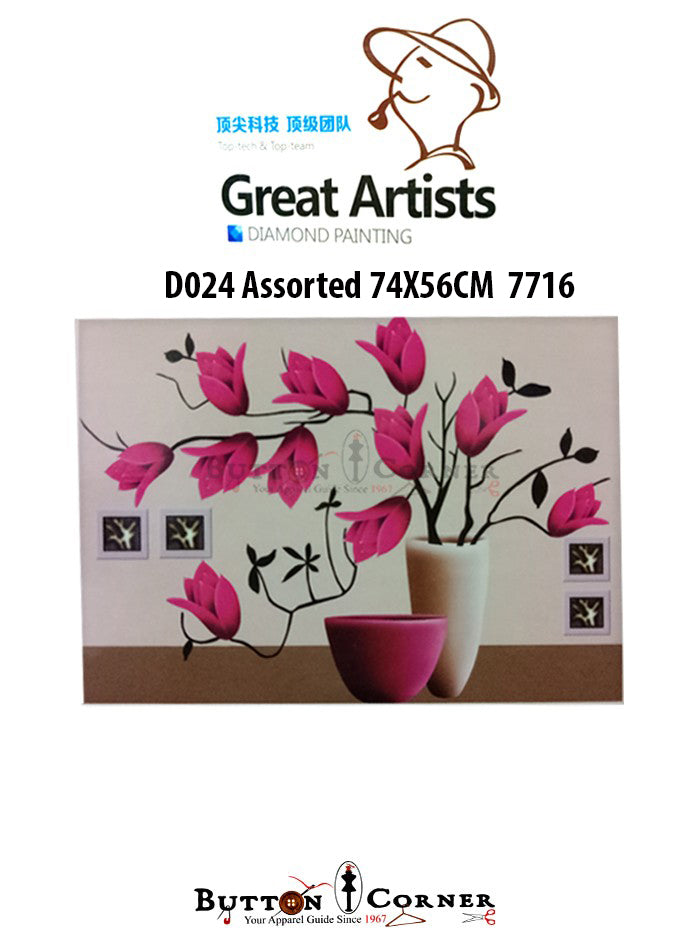 Pink Rose Flowers in Vase Diamond Painting Kit