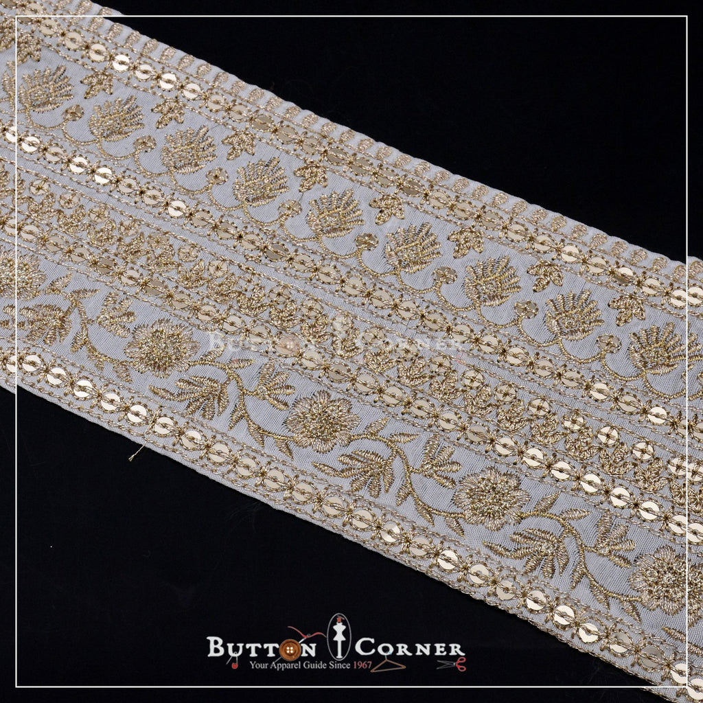 Double Side Metallic Yarn Sequence lace