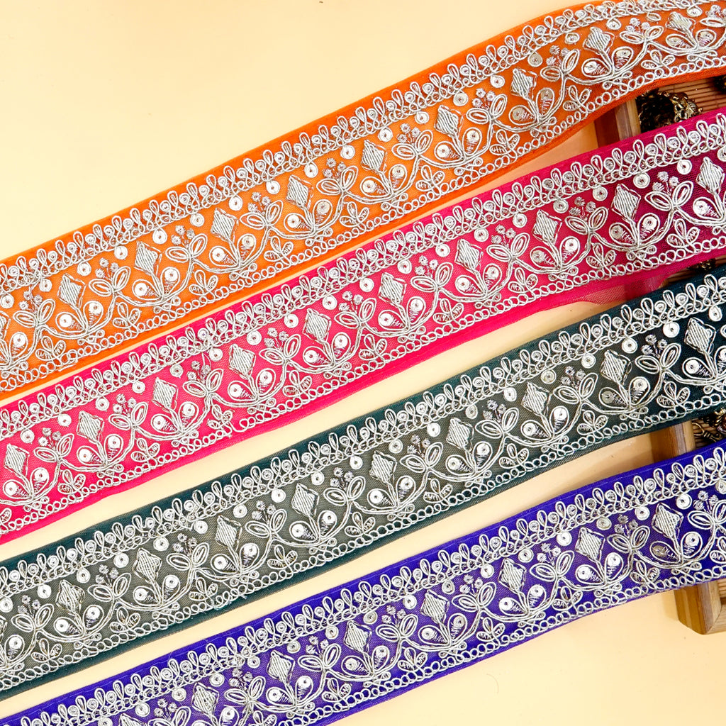 Fancy Metallic Yarn Sequence Lace
