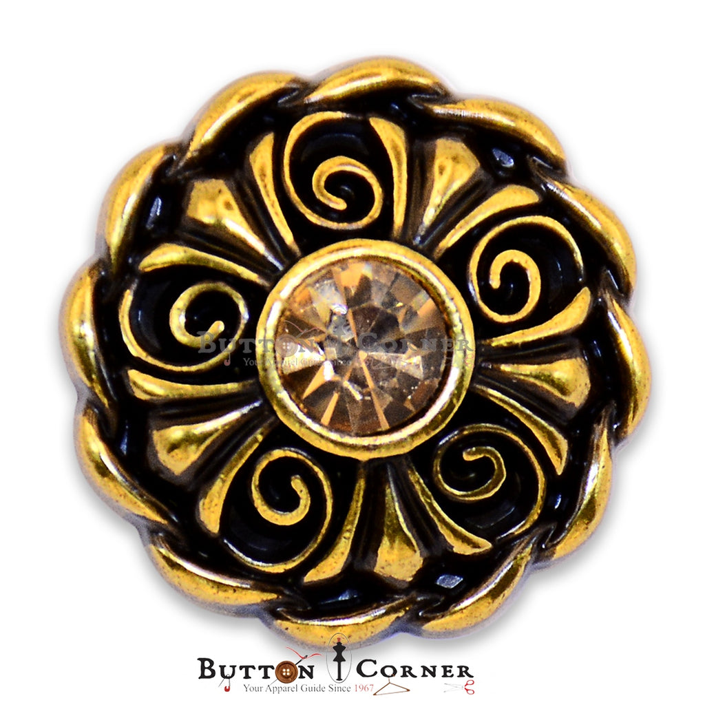 Border Design Center Stone Metal Button – Button Corner
