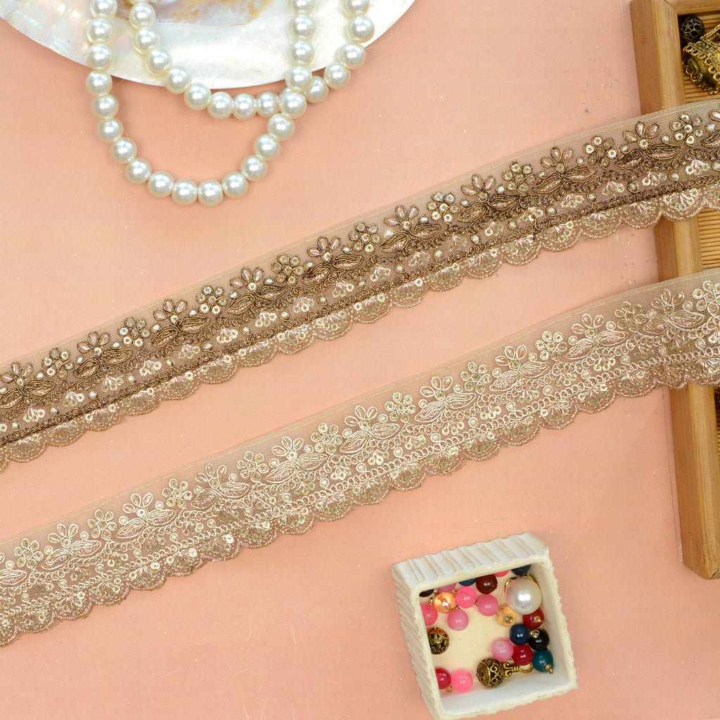 Fancy Metallic Yarn Sequence Lace