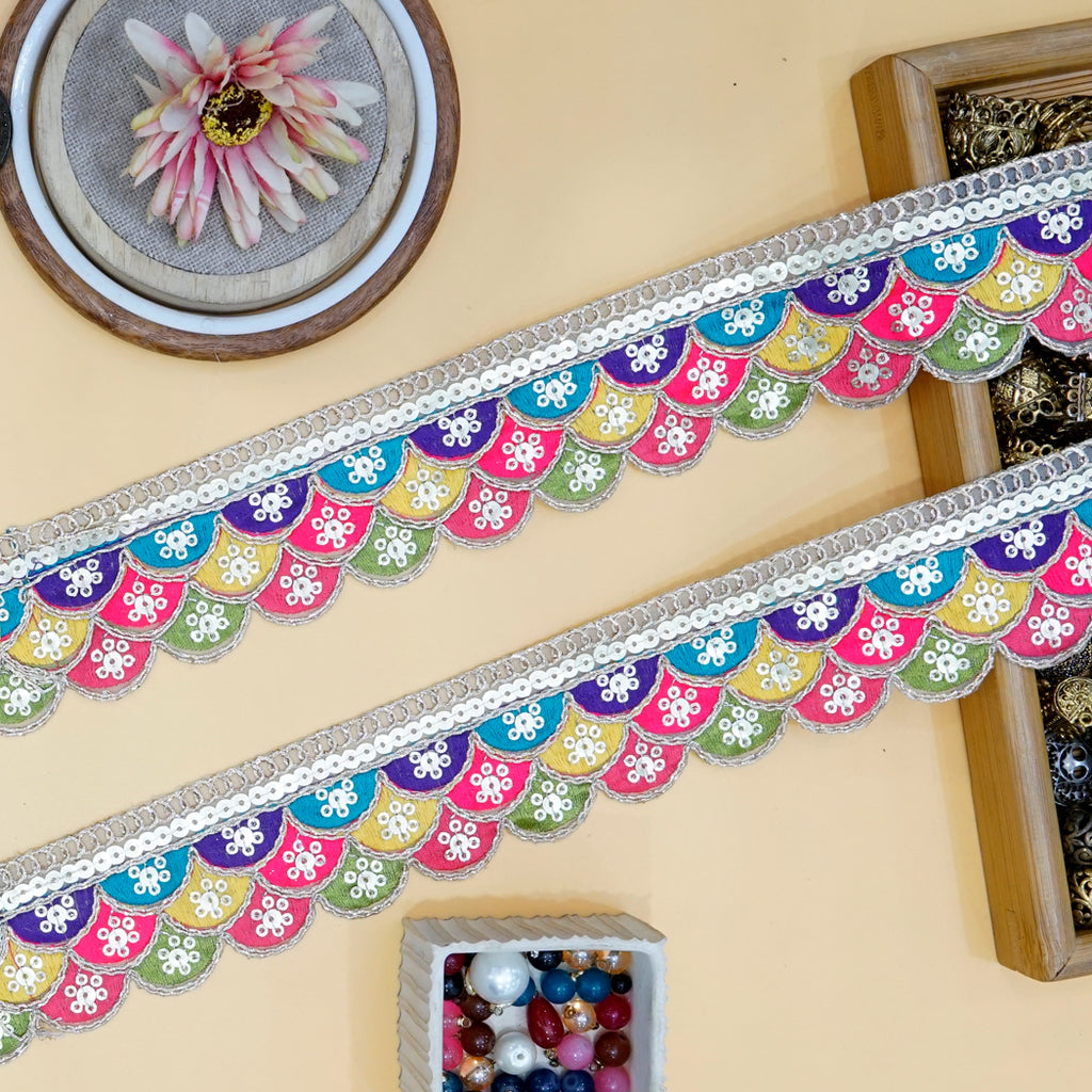 Fancy Metallic Yarn Sequence Lace