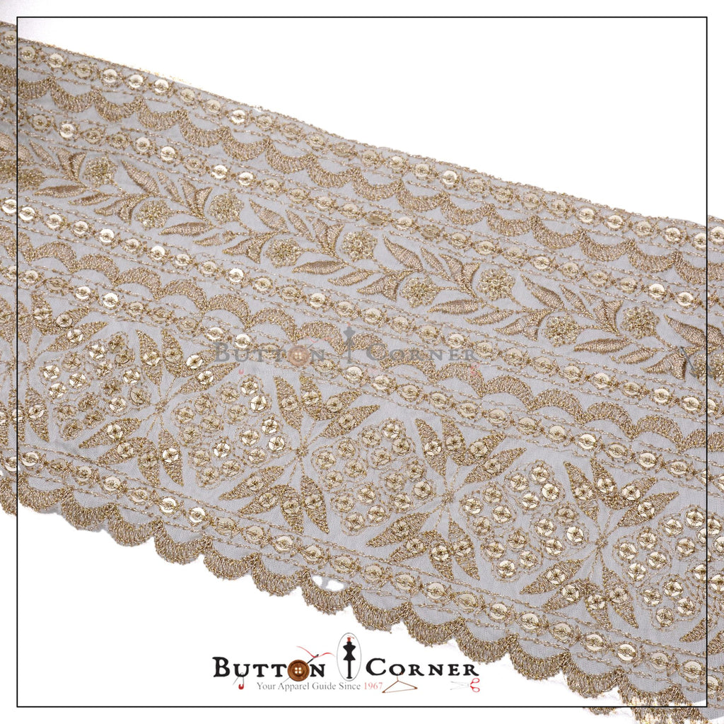 One Side Metallic Yarn Sequence lace