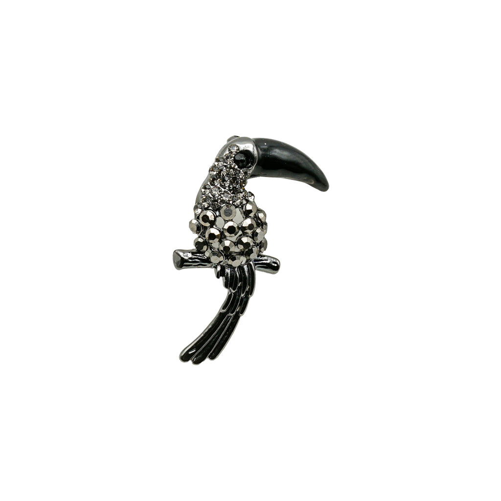 Black Beak Toucan Rhinestones Brooch