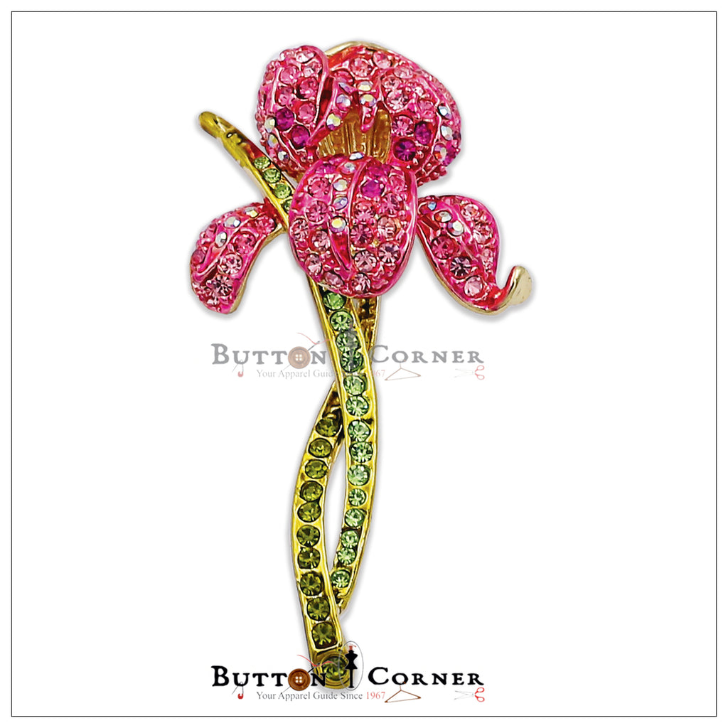 Orchid Flower With Diamonds Brooch