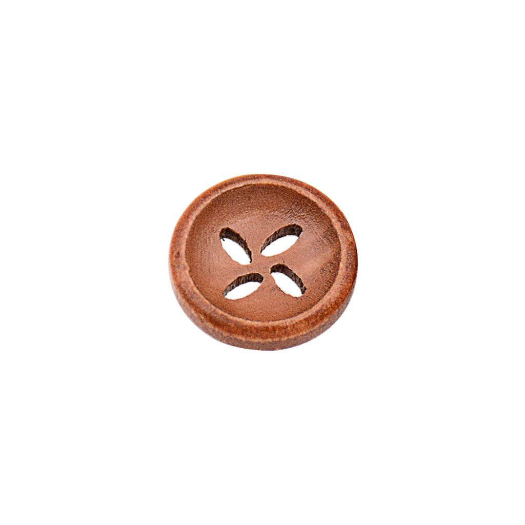 Deep Hole Leaf Design Wood Button