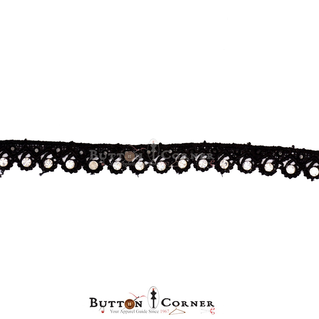 One Side Border Stone Shuttle Lace