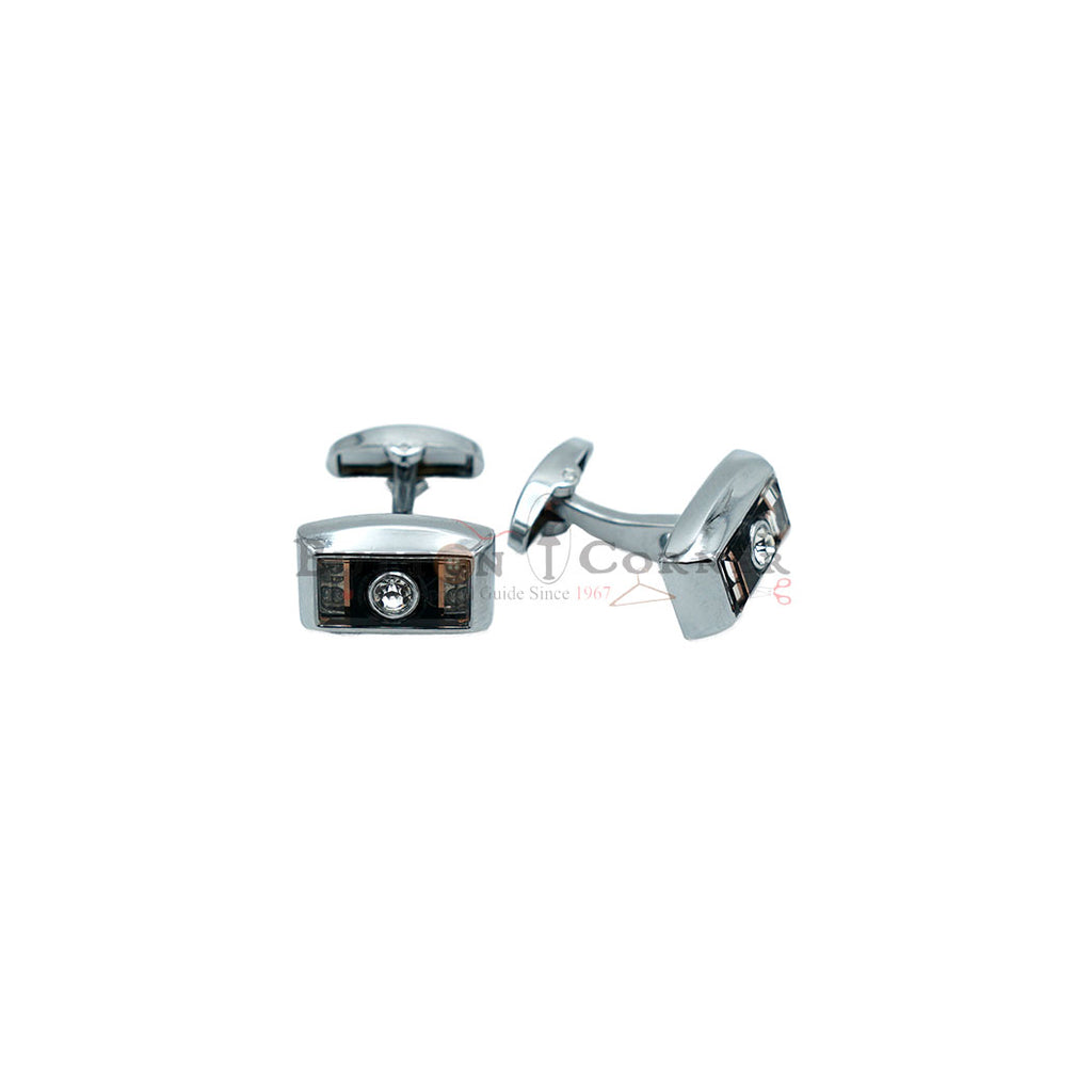 Silver Plated Gemstone Rectangular Cufflink