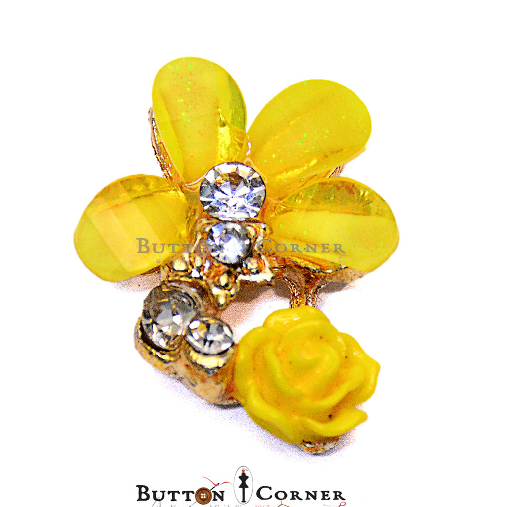 Fancy Flower Crystal Stone Button