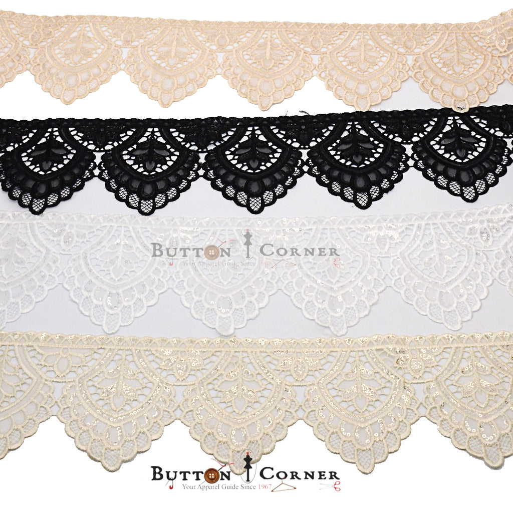 1 Side Border Sequence Organza Lace