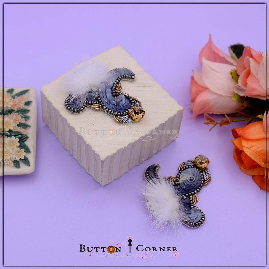 Hand Made Flower Leave Fur Motif