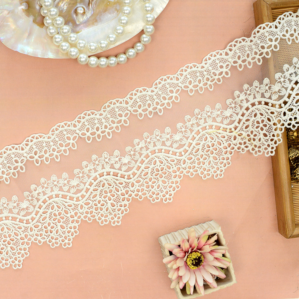 One Side Border Shuttle Net Lace – Button Corner
