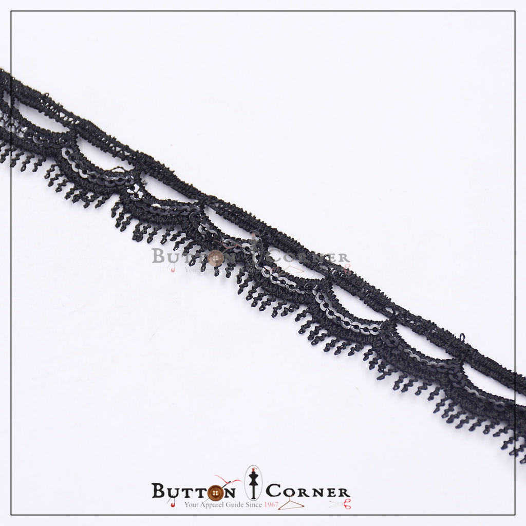 One Side Border Shuttle Sequence Lace