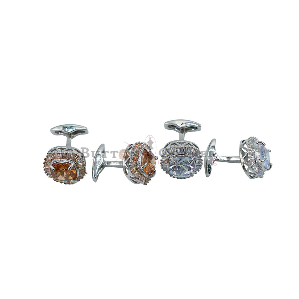Silver Plated Zircon Stone Cufflink