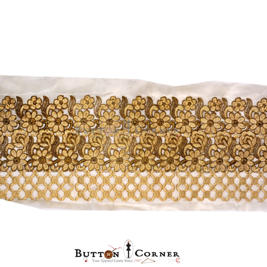 2 Side Border Metallic Yarn Net Lace