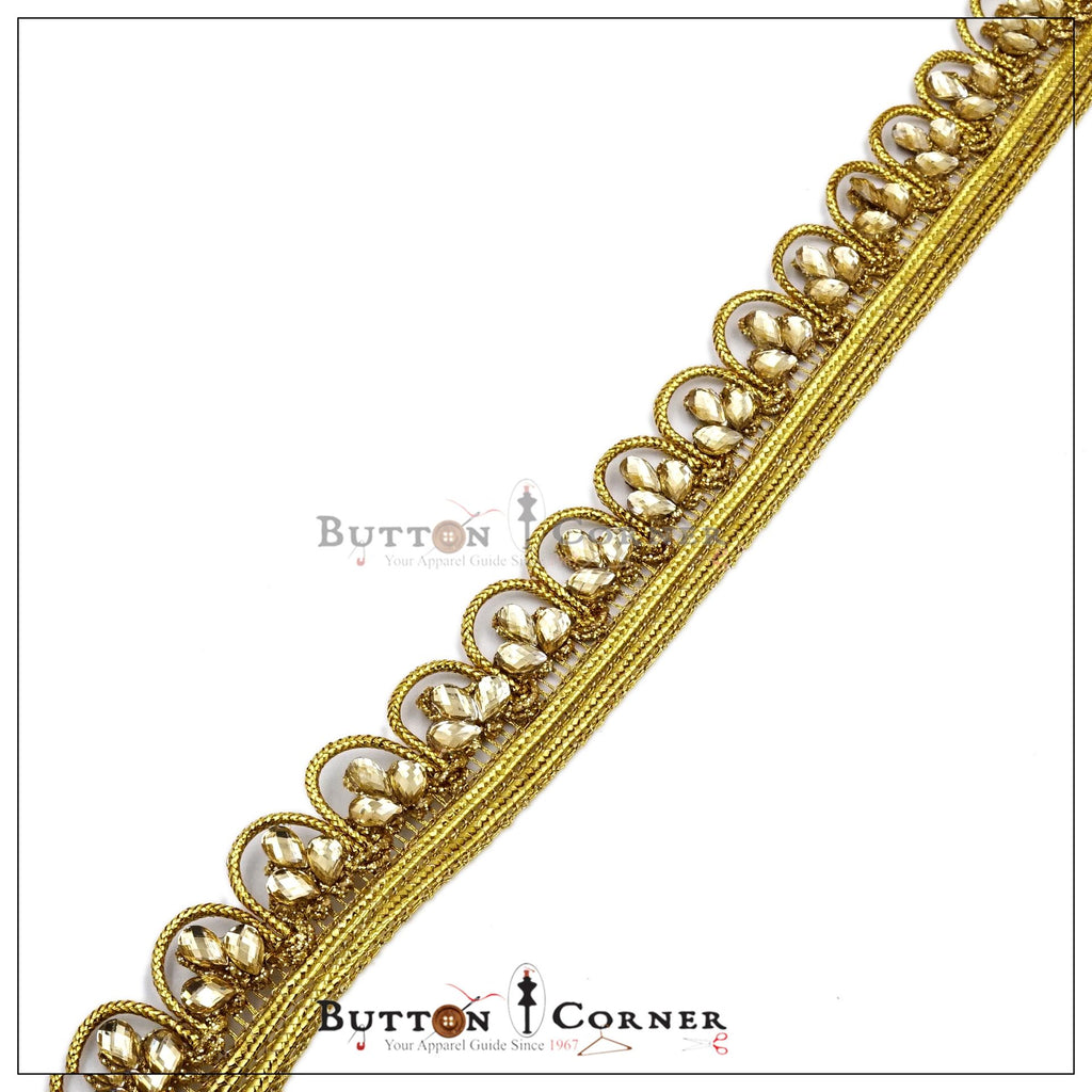 Fancy Metallic Yarn Kundan Lace