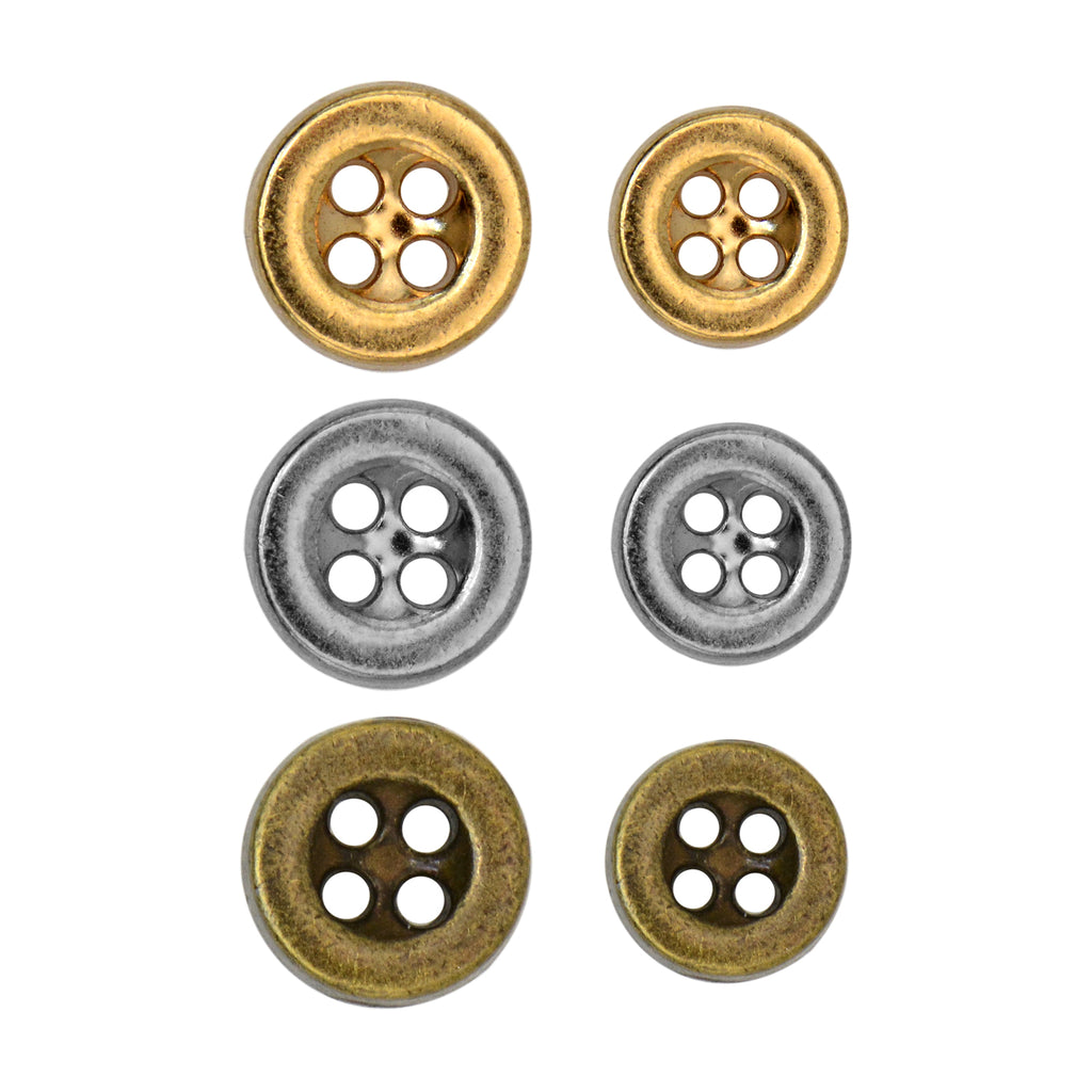 Border 4 Hole Metal Shirt Button