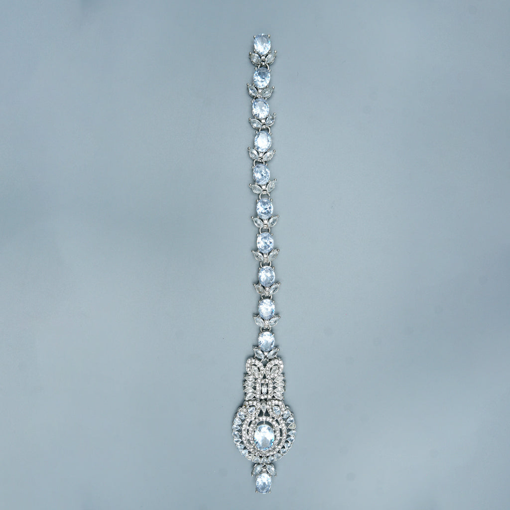 Silver Base Fancy Kundan Button Patti