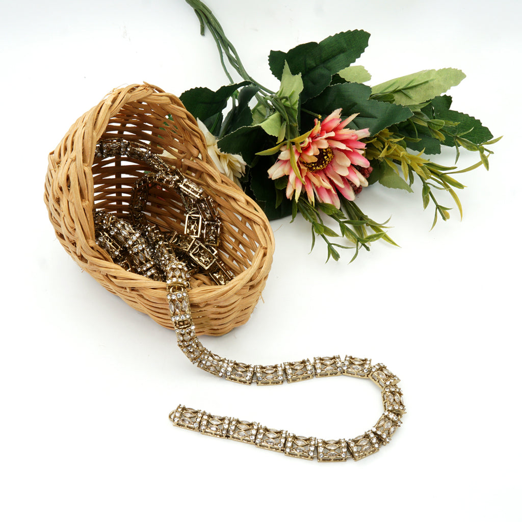 Gold Base Fancy Kundan Lace