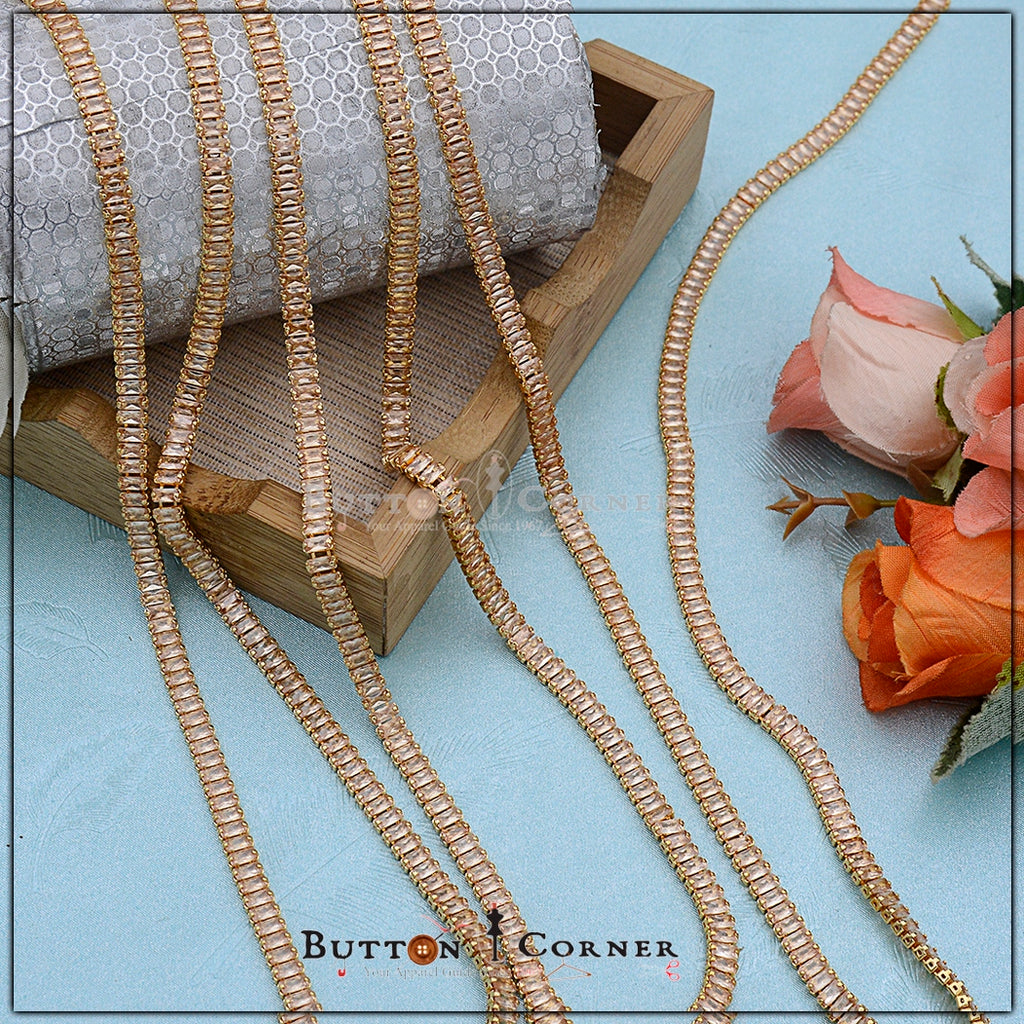 Crystal Tube Metal Chain 2x4mm