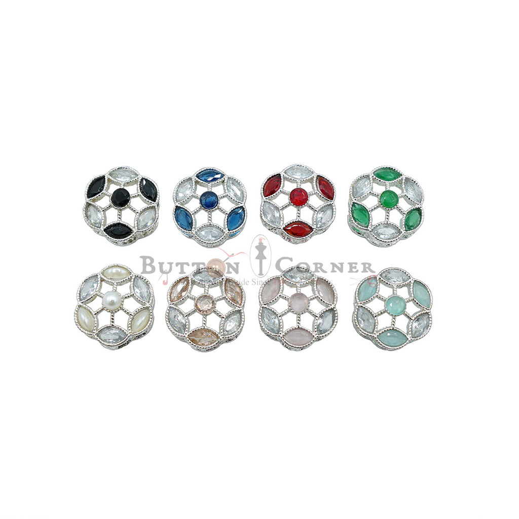 Silver Base Fancy Kundan Button