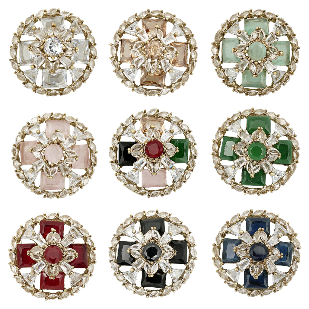 Gold Base Fancy Kundan Button