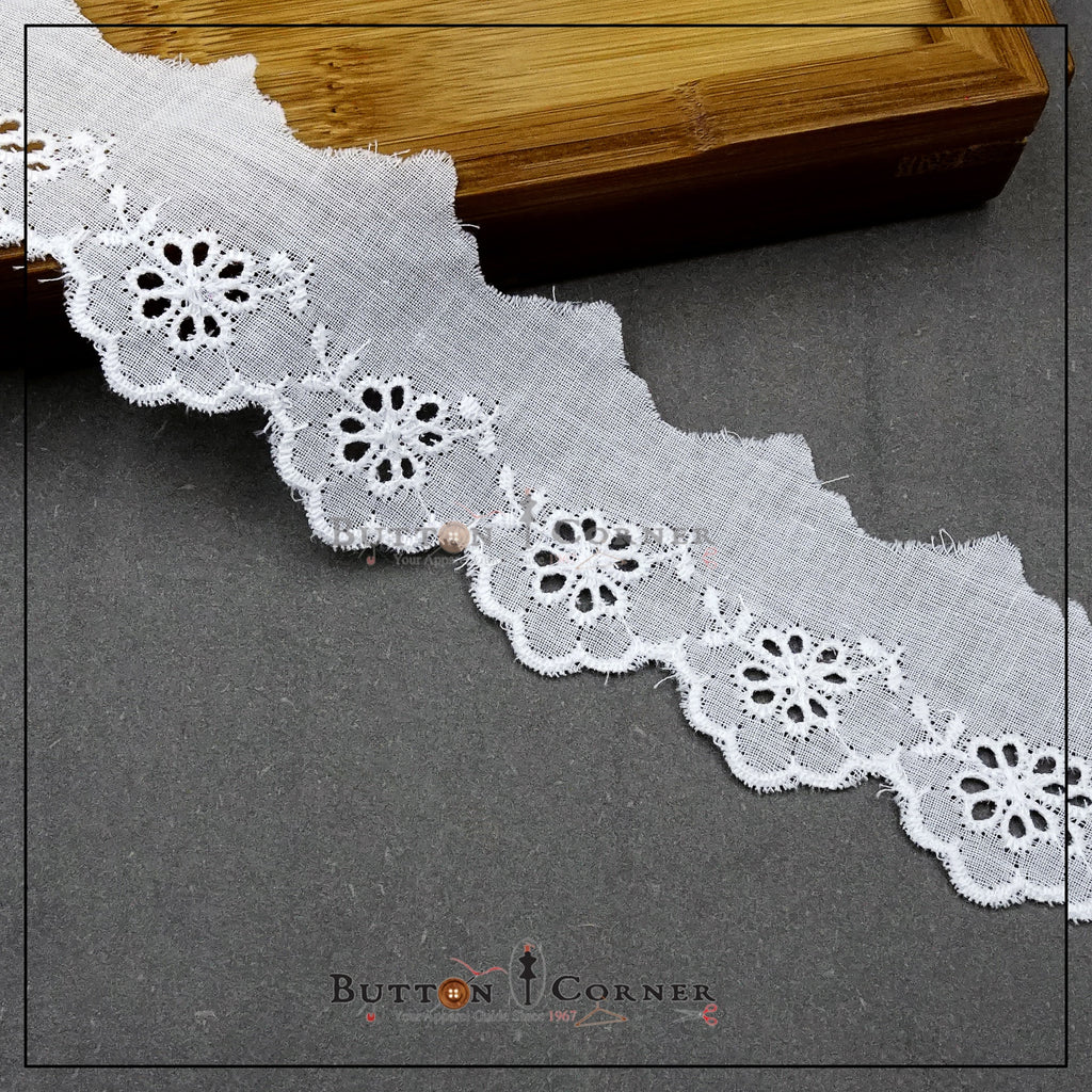 1 Side Border Embroidery Cotton Lace
