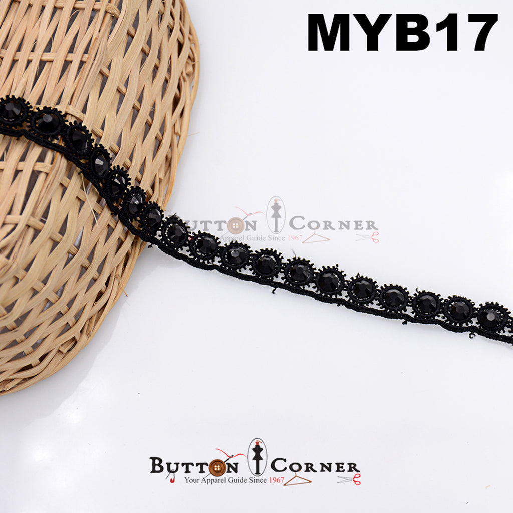 One Side Border Crystal Shuttle Lace