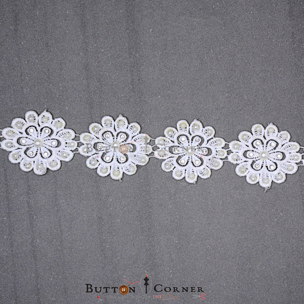 Fancy Pearl & Stone Shuttle Lace