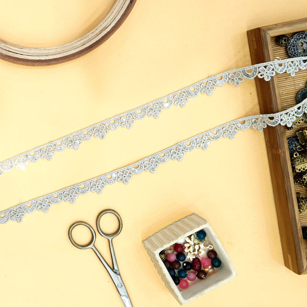 Fancy Metallic Yarn Sequence Lace