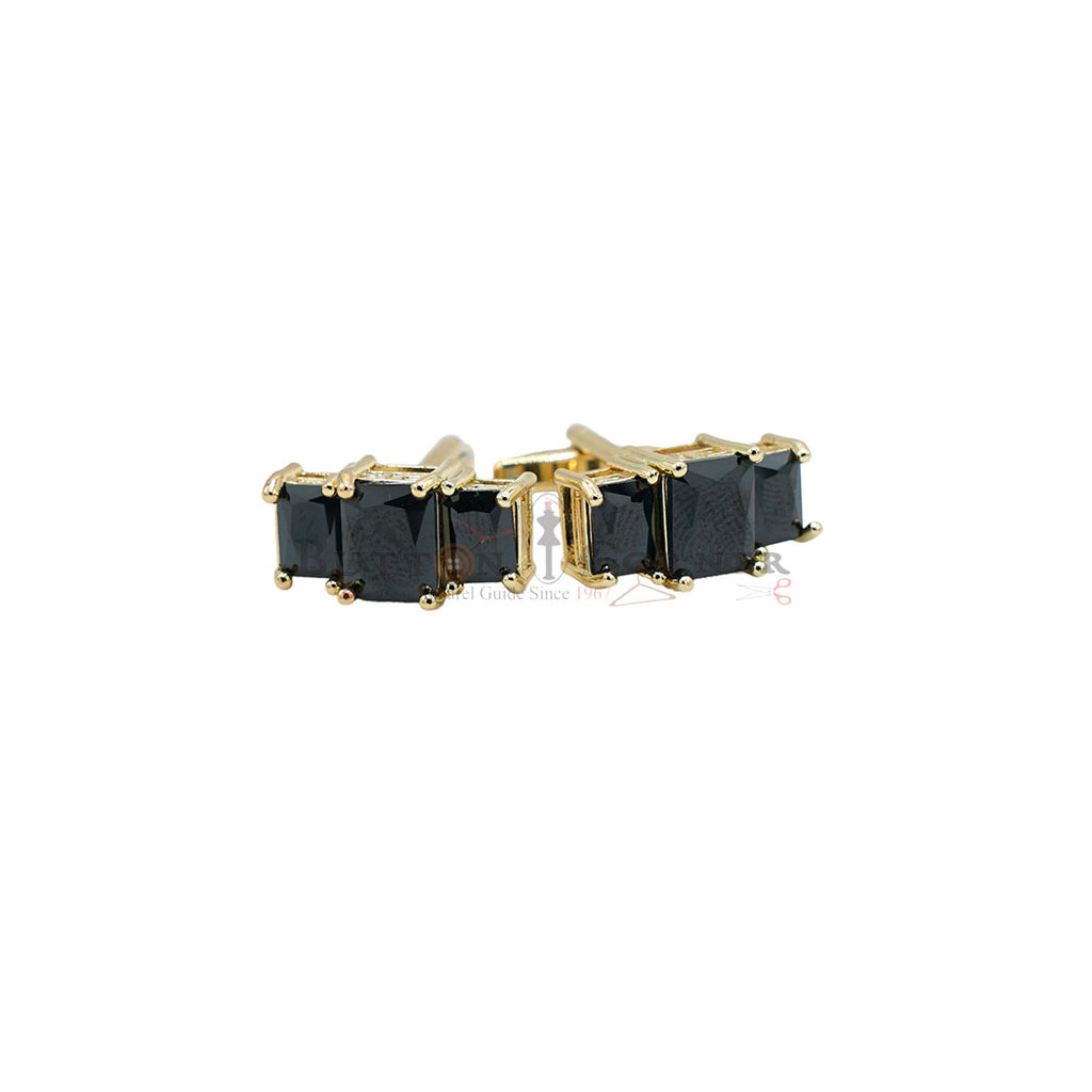 Gold Plated Crystal Rectangular Cufflink