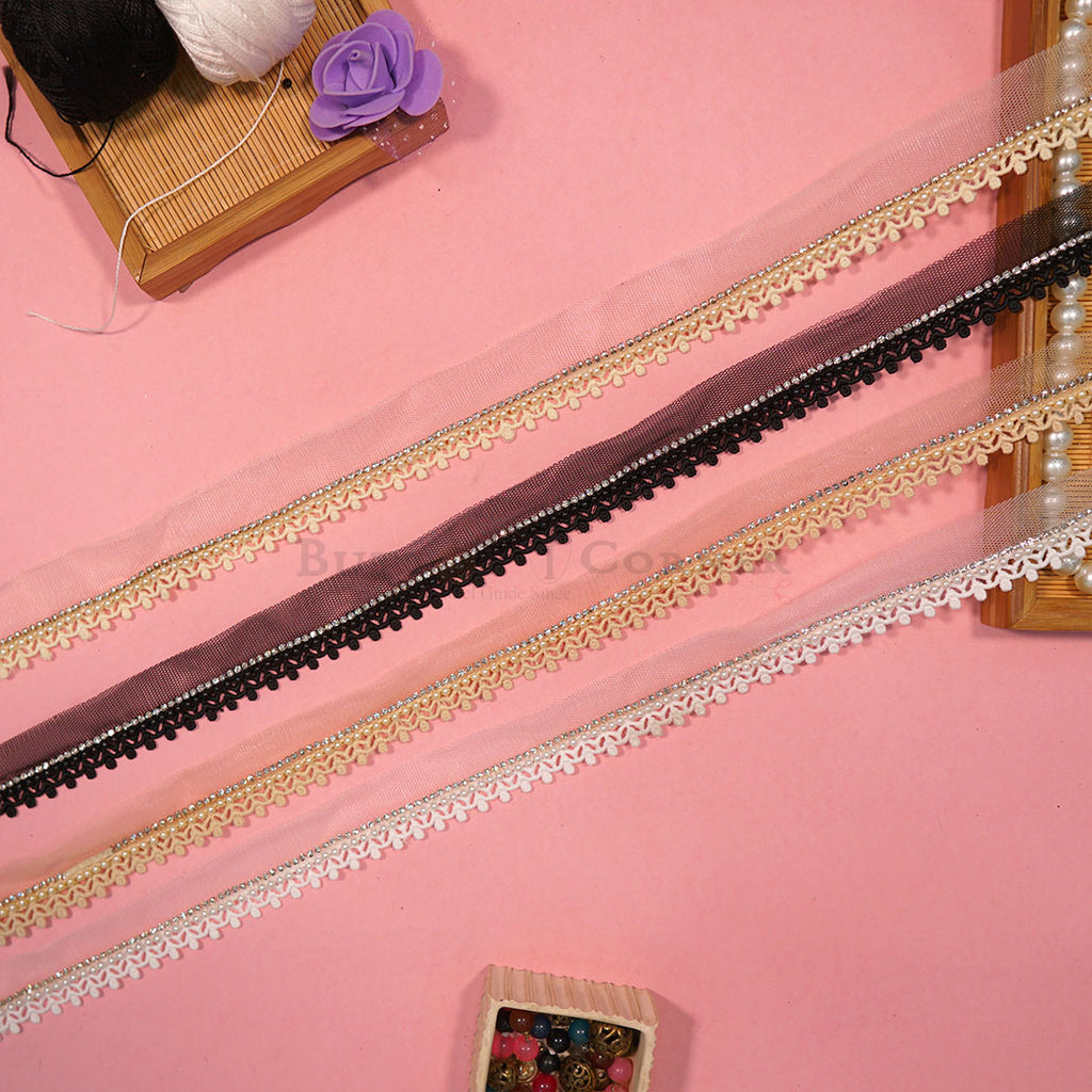 Crystals Pearl Shuttle Net Lace