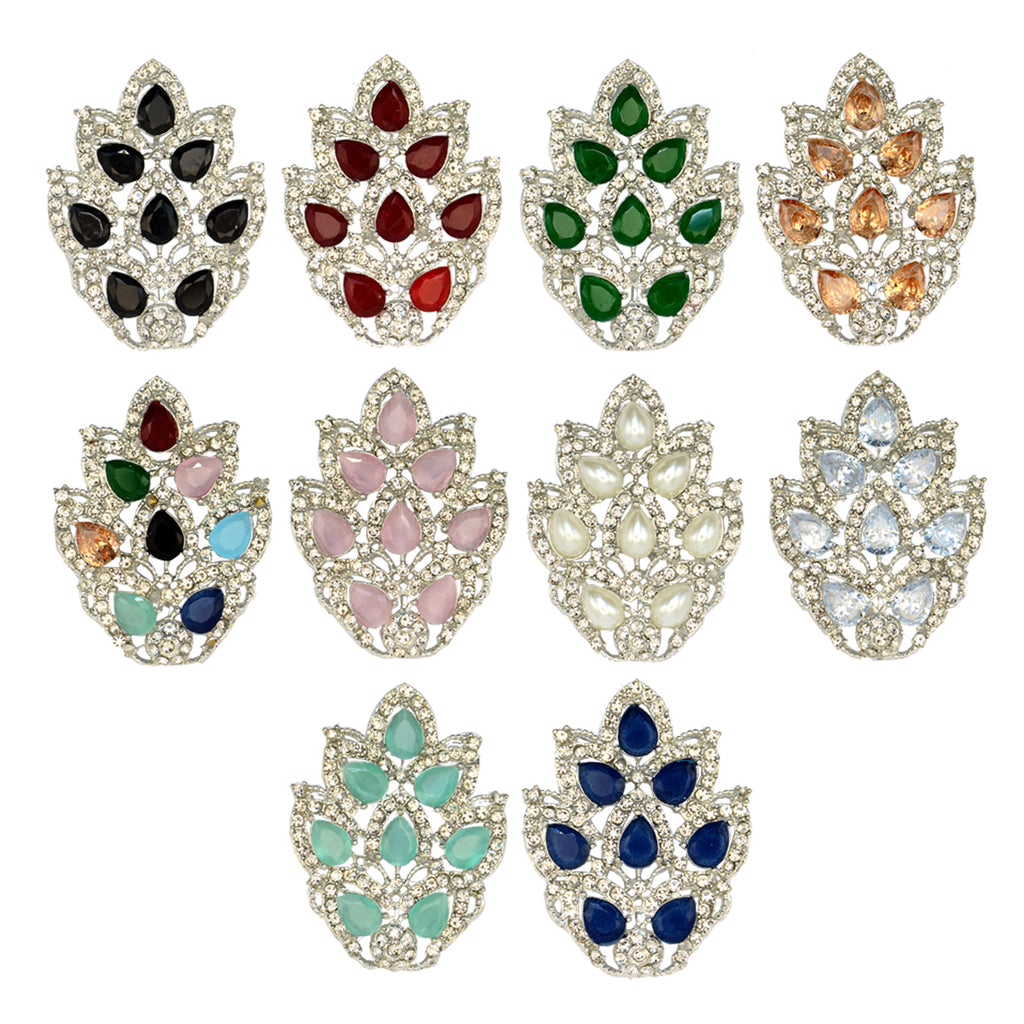 Silver Base Fancy Kundan Button