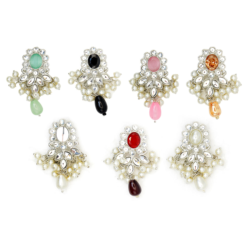 Silver Base Fancy Kundan Button