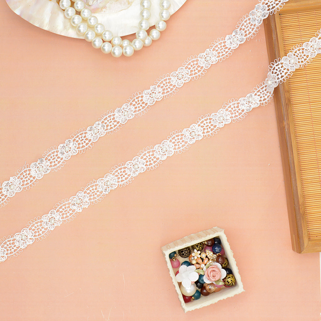 Shuttle Sequence Lace With Pearl