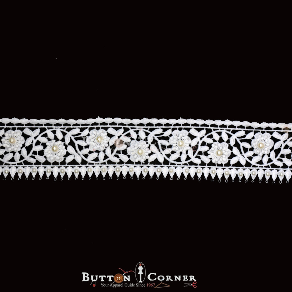 One Side Border Lace With Pearl