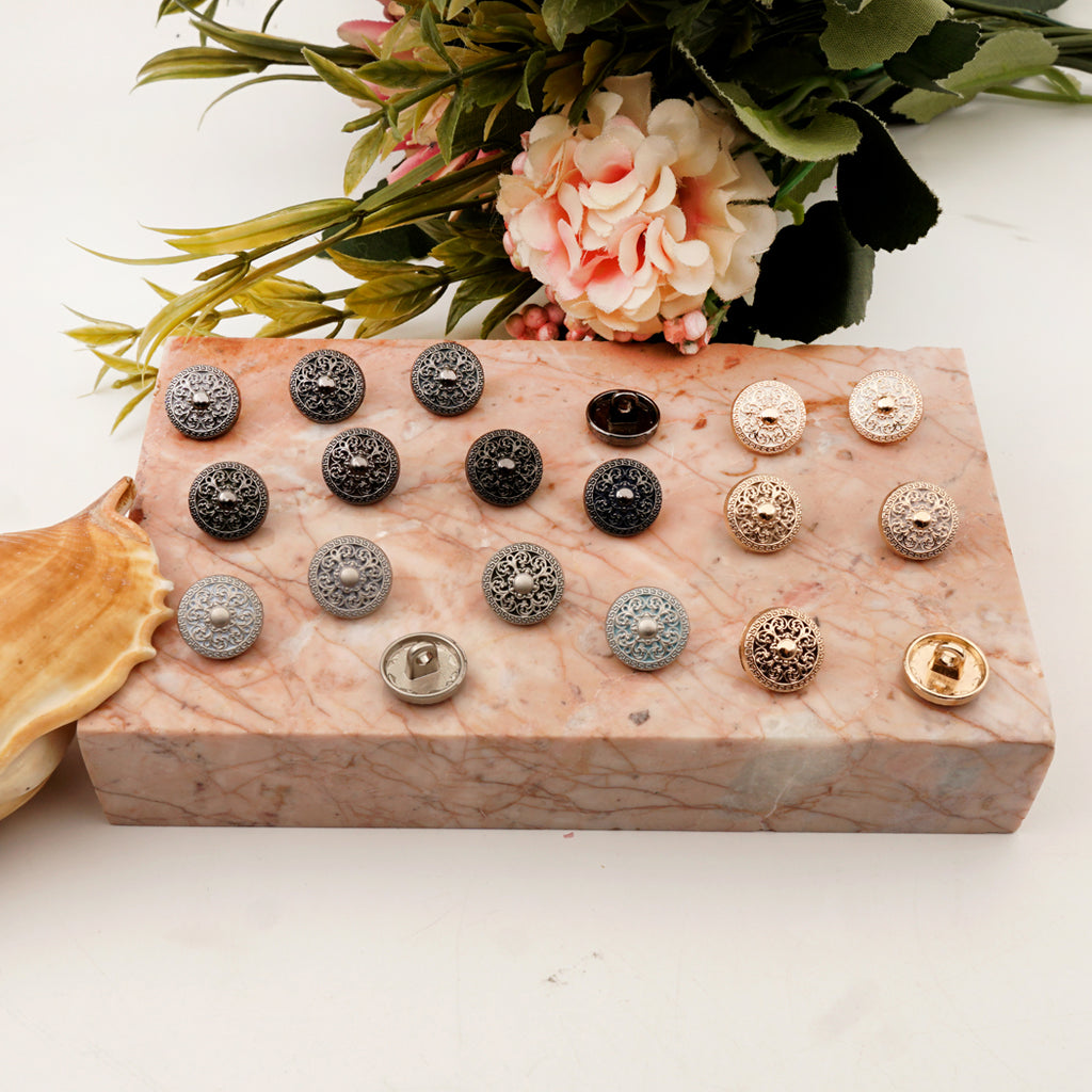 Intricate Flower Design Shirt Button