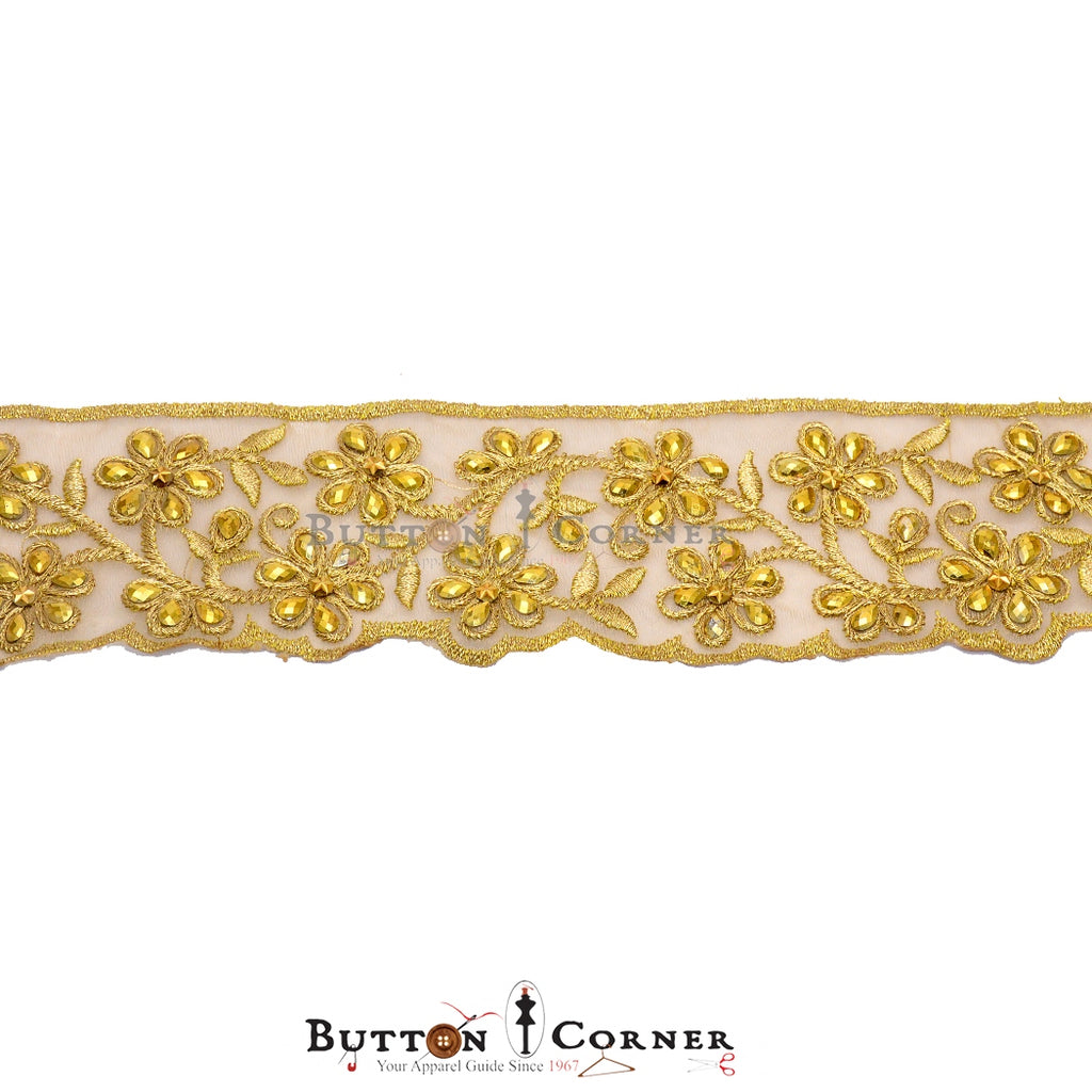 Fancy Metallic Yarn Stone Lace