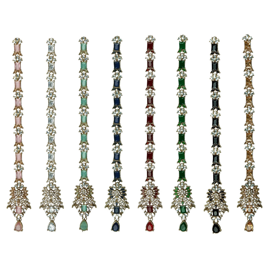 Gold Base Fancy Kundan Button Patti