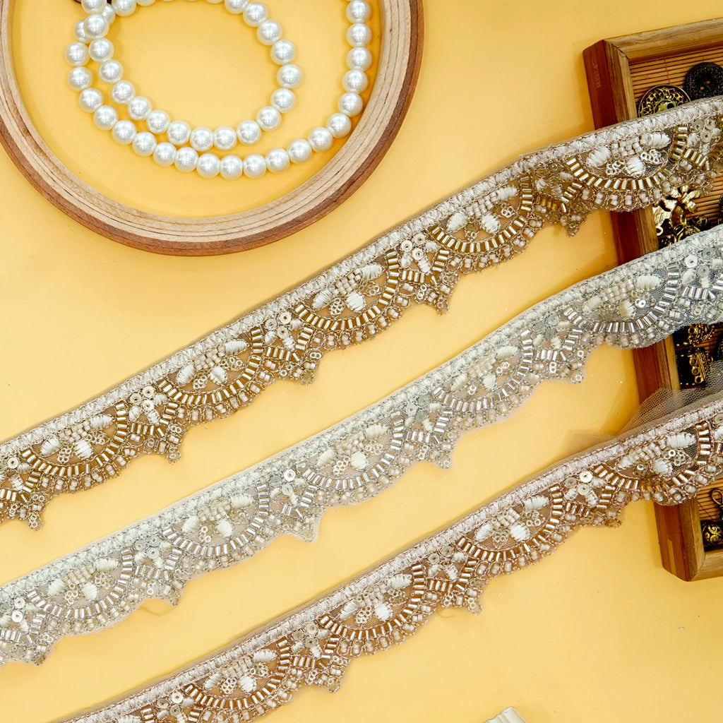 Fancy Glass Beads Sequence Lace